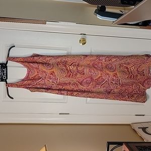 JH Collectibles Dress Sleeveless Maxi 12 Paisley Pink Orange